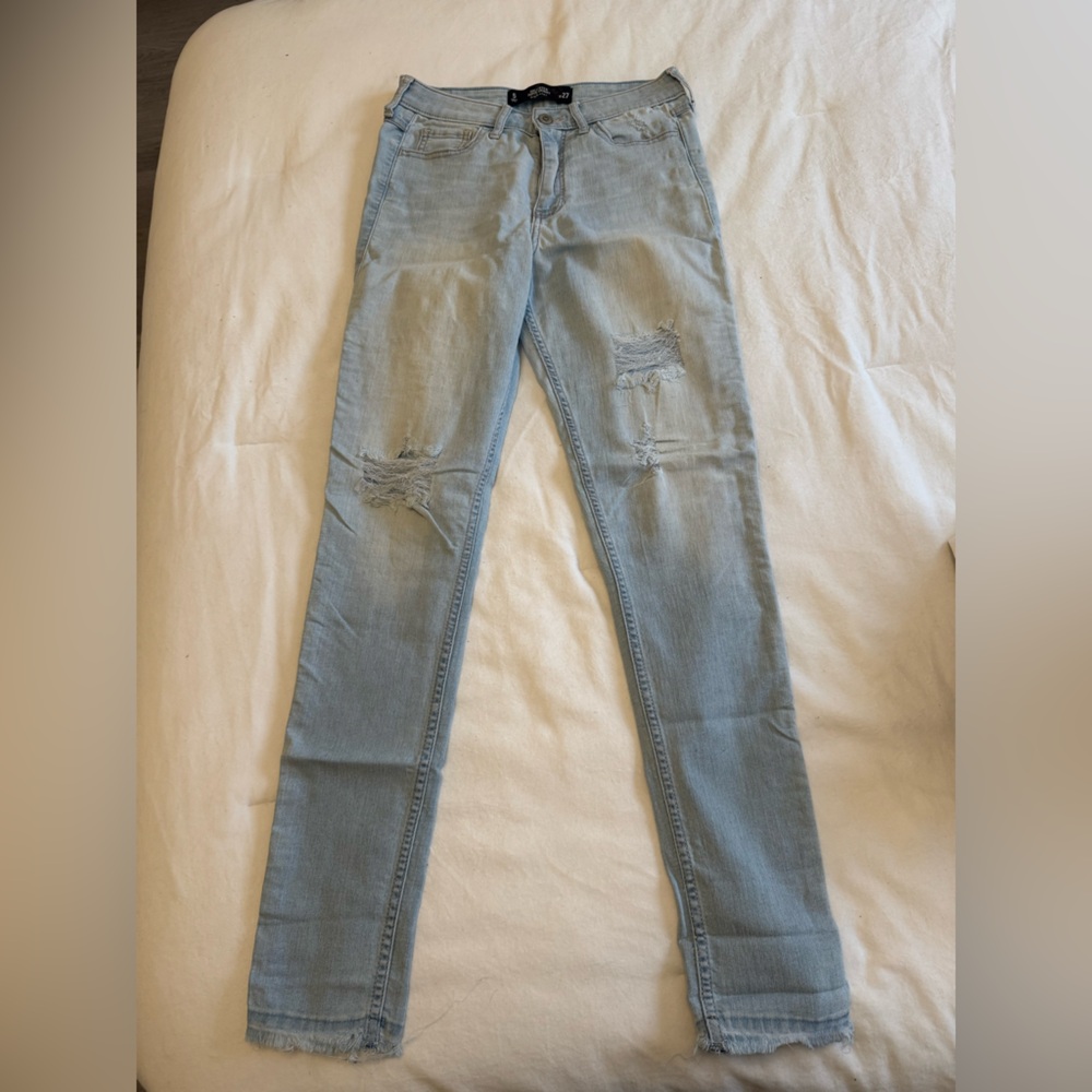 Hollister Blue Skinny Jeans with Lived-In Look